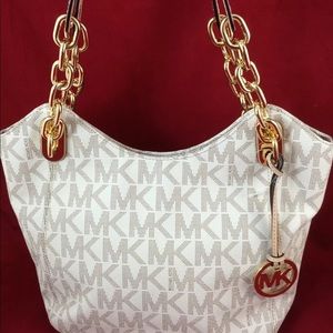 Michael Kors Lilly large MK vanilla purse