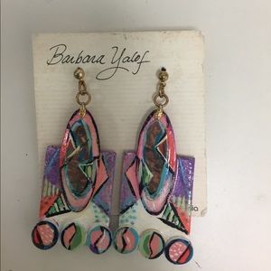 Earrings dangling hand painted unique unbreakable