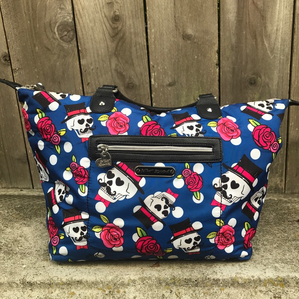 Dapper Skull and Roses Betsey Johnson Tote