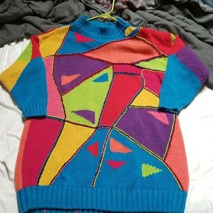 VTG Unique Braided 80's Colorblock Sweater!
