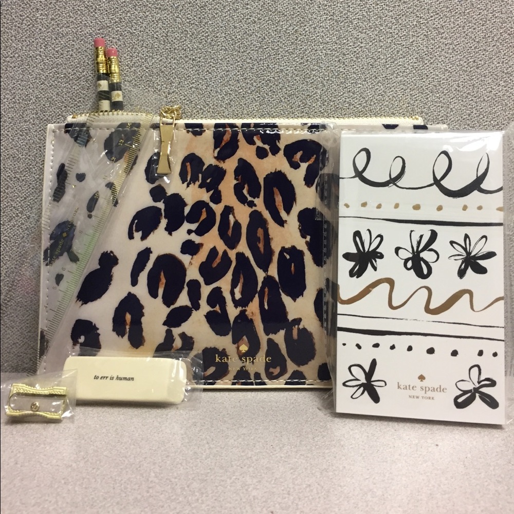 Kate Spade Leopard Pencil Pouch/Notebook Bundle