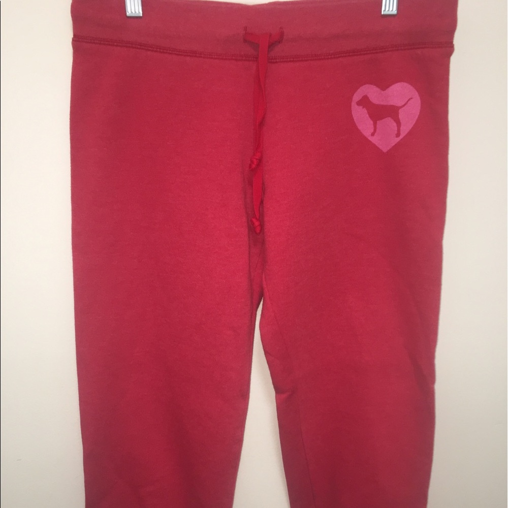 VS PINK LOVE PINK SWEATPANTS SIZE SMALL RED