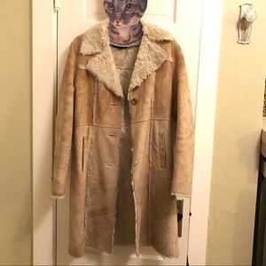 "Penny Lane" 100% leather w/faux fur coat Express