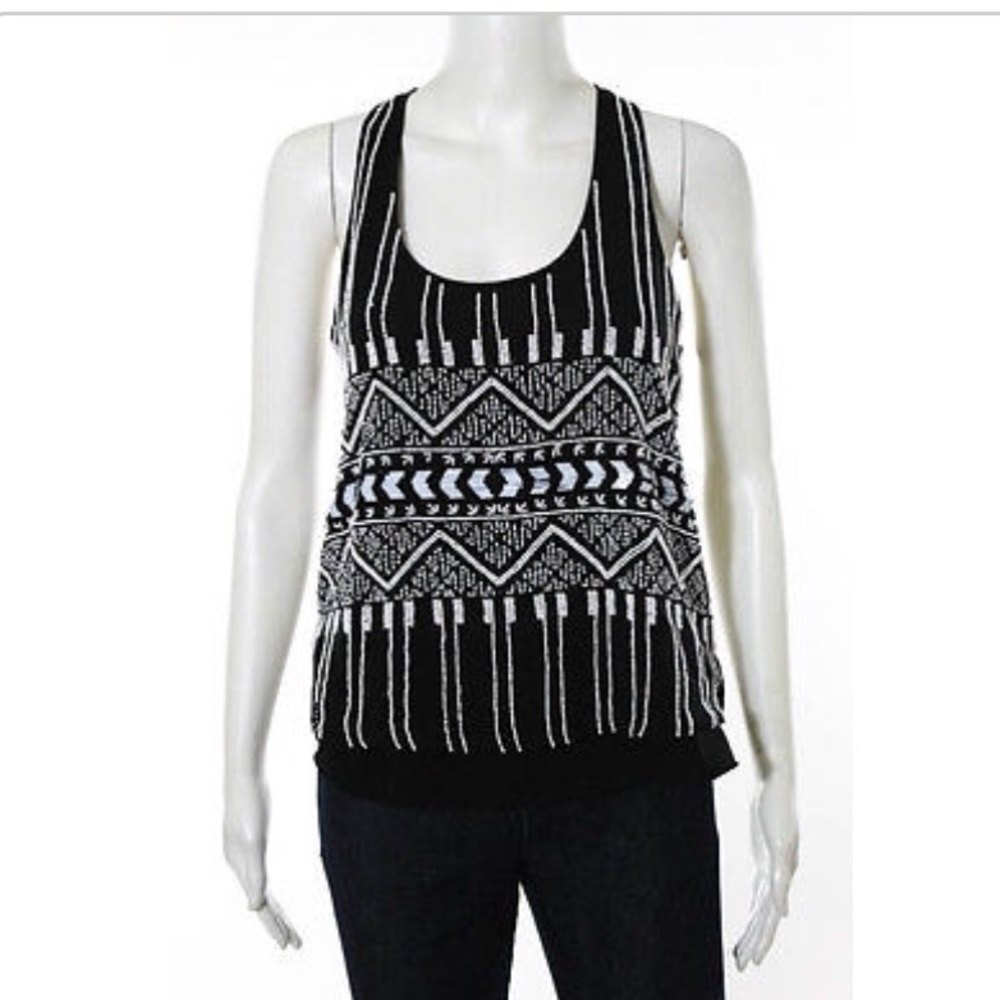 Parker black silk beaded design sleeveless top