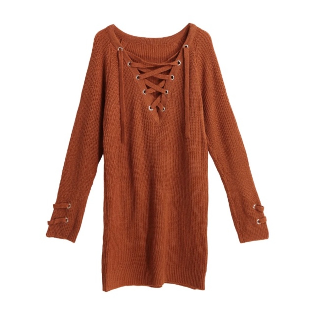 Sale❄️Lace Up Pullover Knit Sweater - Picture 2 of 3