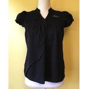 Van's black mock neck top. XS