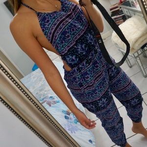 Purple Print Jumpsuit