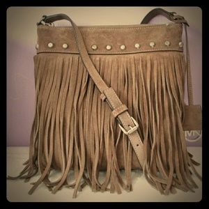 Michael Kors Billy Suede Crossbody in Caramel