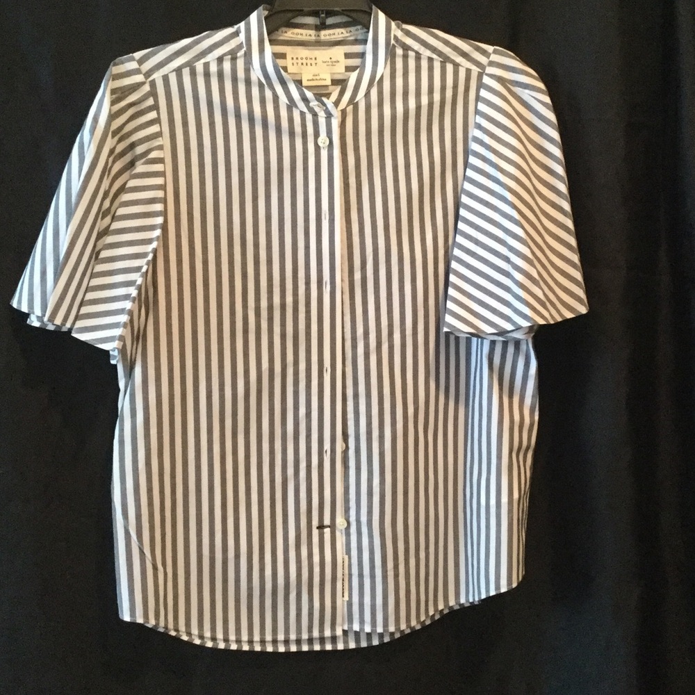 NWOT kate spade grey/white strip button down