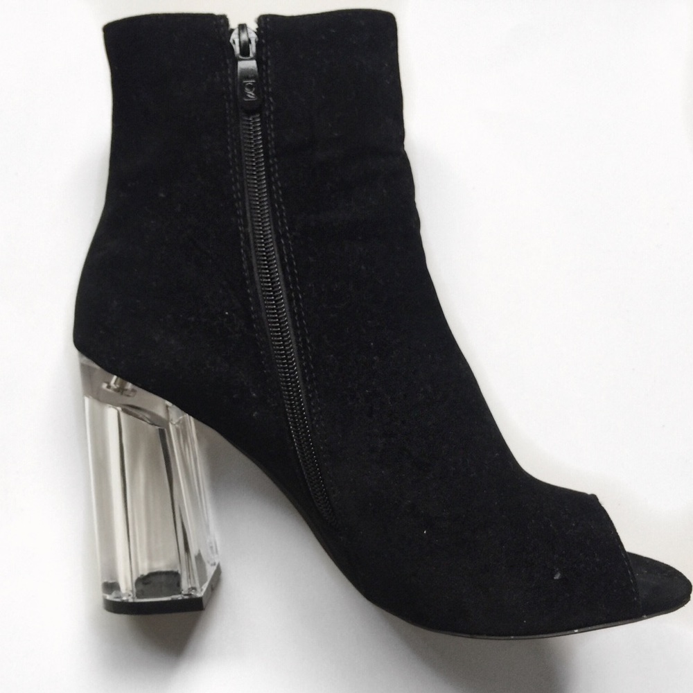 Boohoo • Peeptoe • Clear Heel • Sock Boots • sz 10