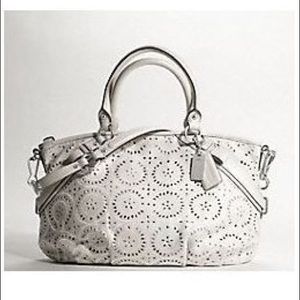 Coach Madison Sophia in laser cut white leather