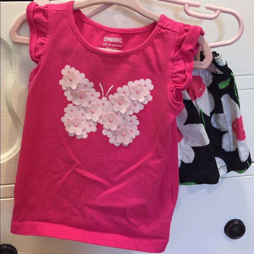 Gymboree tshirt and skirt, 6-12 months set