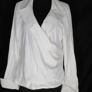 Cabi Cosmopolitan White Wrap Shirt