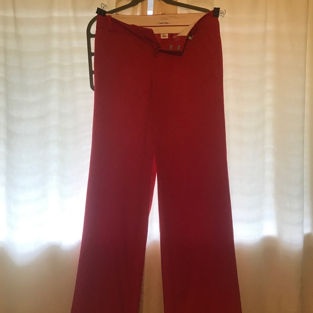 Red Calvin Klein Dress Pants
