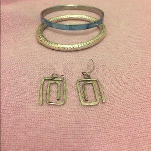 Silver earring bracelet bundle