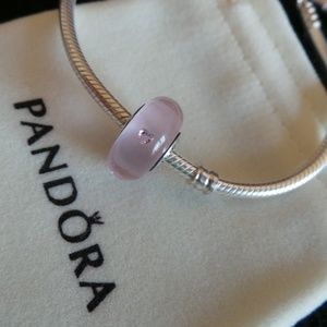 Pandora Pink Hearts CZ Murano Glass Charm 791632cz