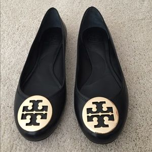 Tory Burch Reva Ballet 9.5 Black/Gold