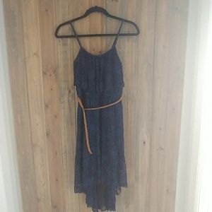 Navy blue lace high/low dress
