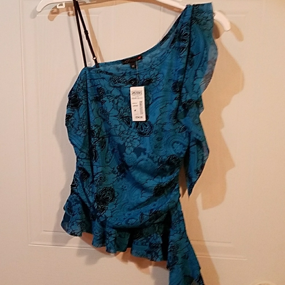 Hotkiss Size,M turquoise and blk fitted top