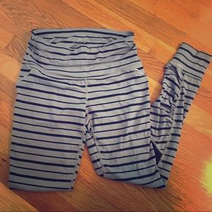 Athleta Gray and black striped leggings