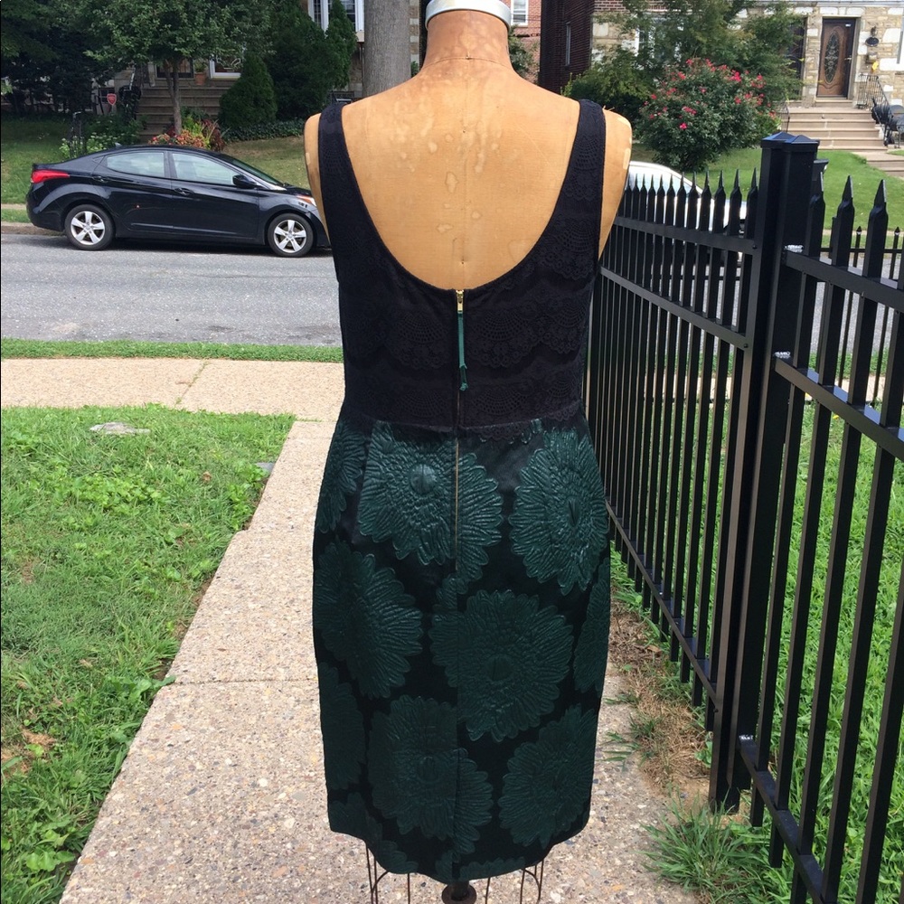 Anthropologie green and black sheath dress.