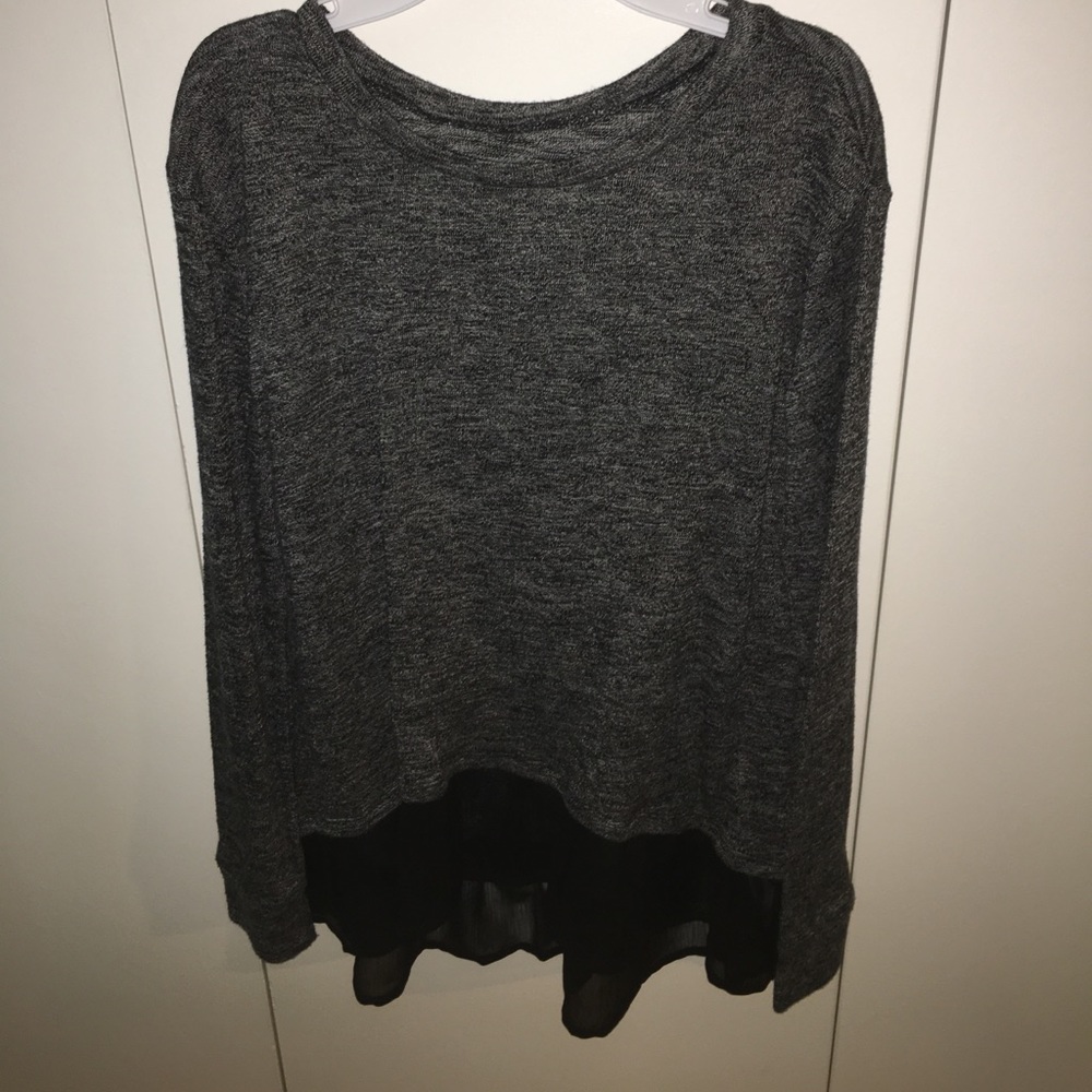 Grey Sweater with Ruffled Bottom