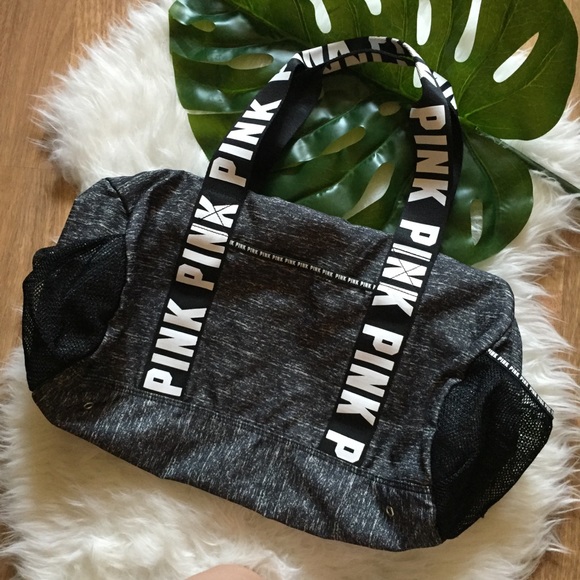 PINK Victoria's Secret Handbags - VS Pink Marled Gray Logo Gym Duffle Bag 129
