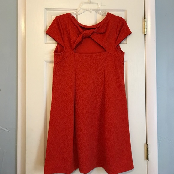 Dark Orange Textured Dress w/ Pockets - Picture 3 of 3