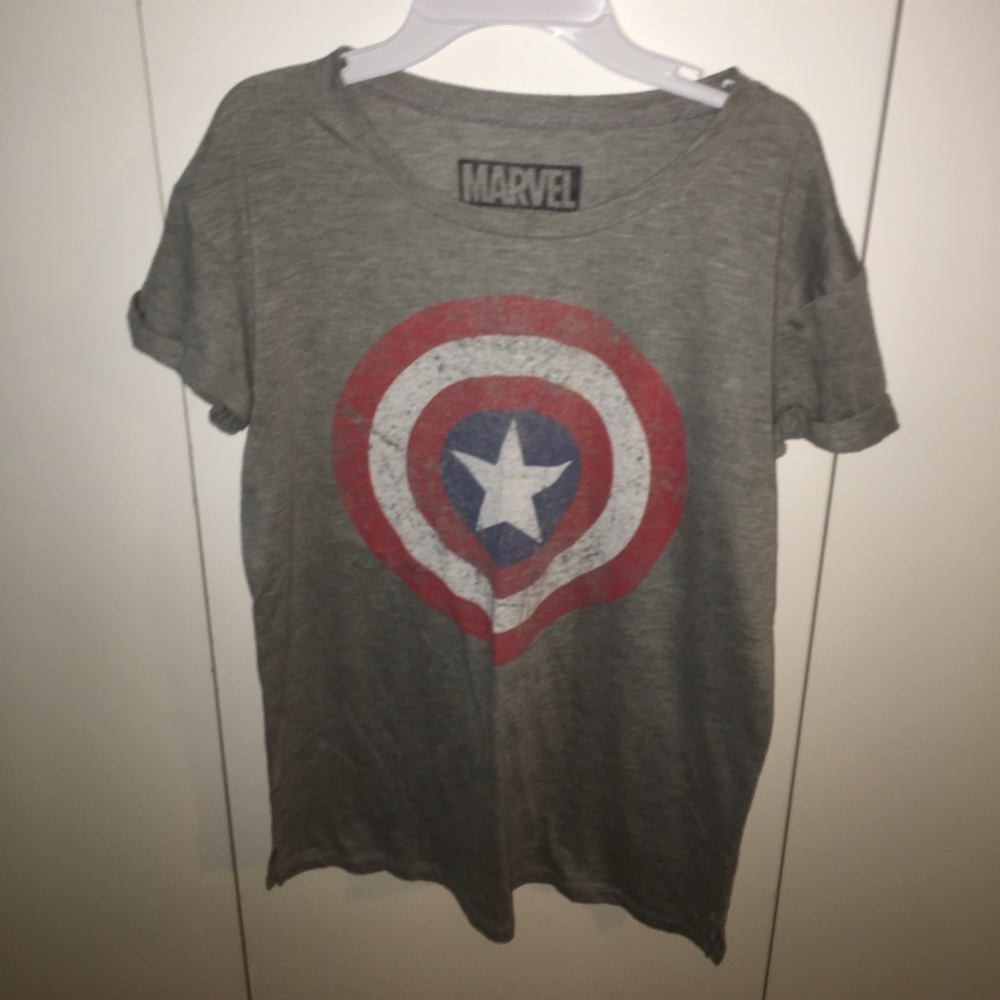 Captain America Grey Cuffed Tee