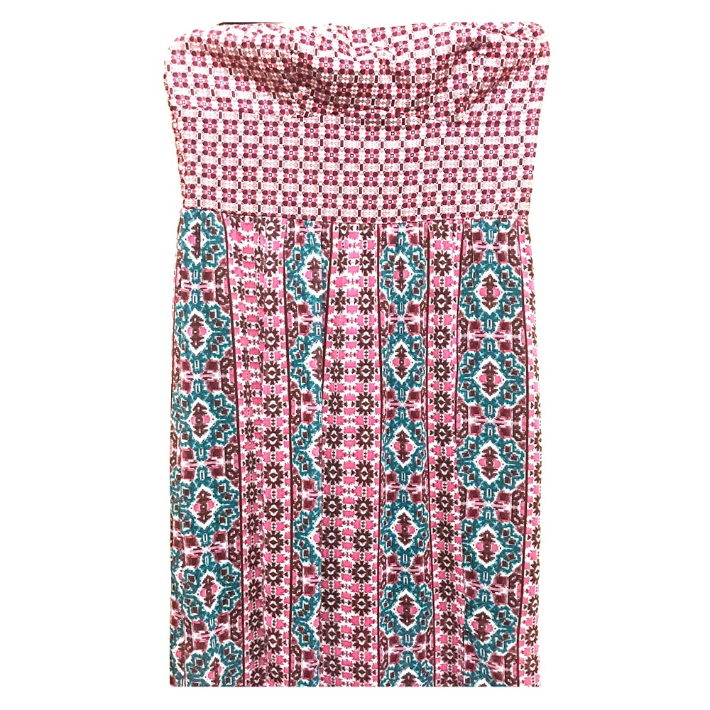 Printed strapless maxi dress