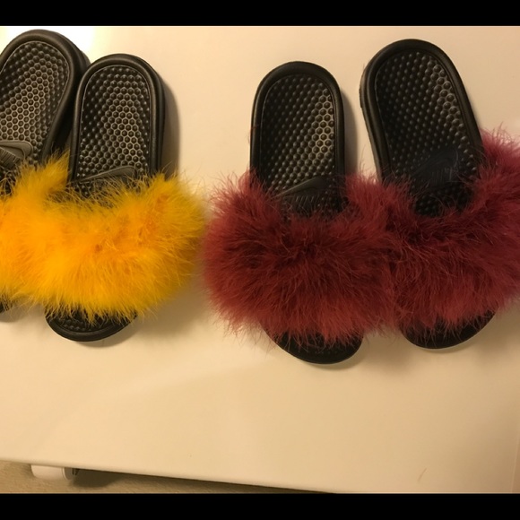 Custome made furry Nike slippers slides - Picture 3 of 5
