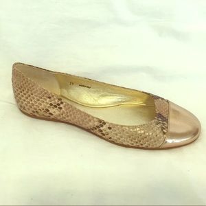 Snakeskin and Gold Patent Leather Jimmy Choo Flats