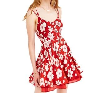 Kimchi Blue Red Floral Flare Dress sz 6