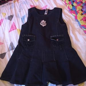 Girls black denim dress.