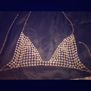 Gold/Multi color Diamond bra