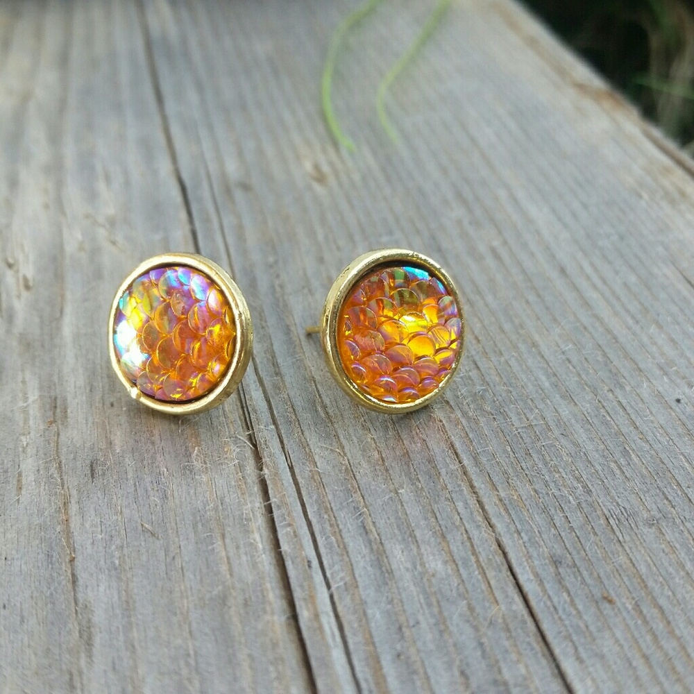 Mermaid Scale Earrings Orange