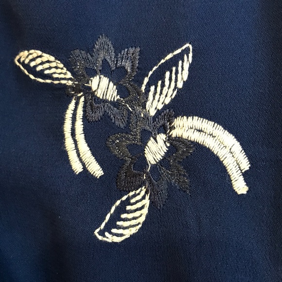 Blue Embroidered Blouse w/ Tassels - Picture 2 of 3