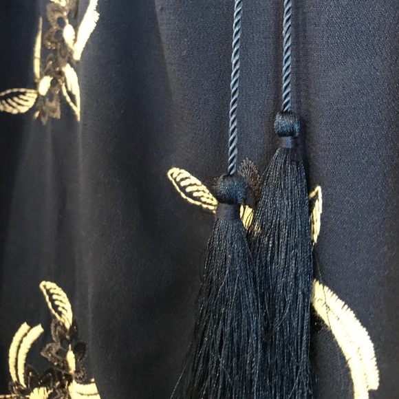 Blue Embroidered Blouse w/ Tassels - Picture 3 of 3