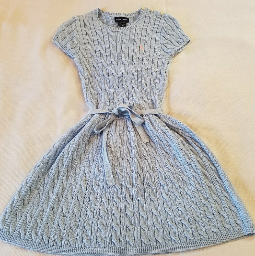 Ralph Lauren Girls Sweater Dress Light Blue 8-10