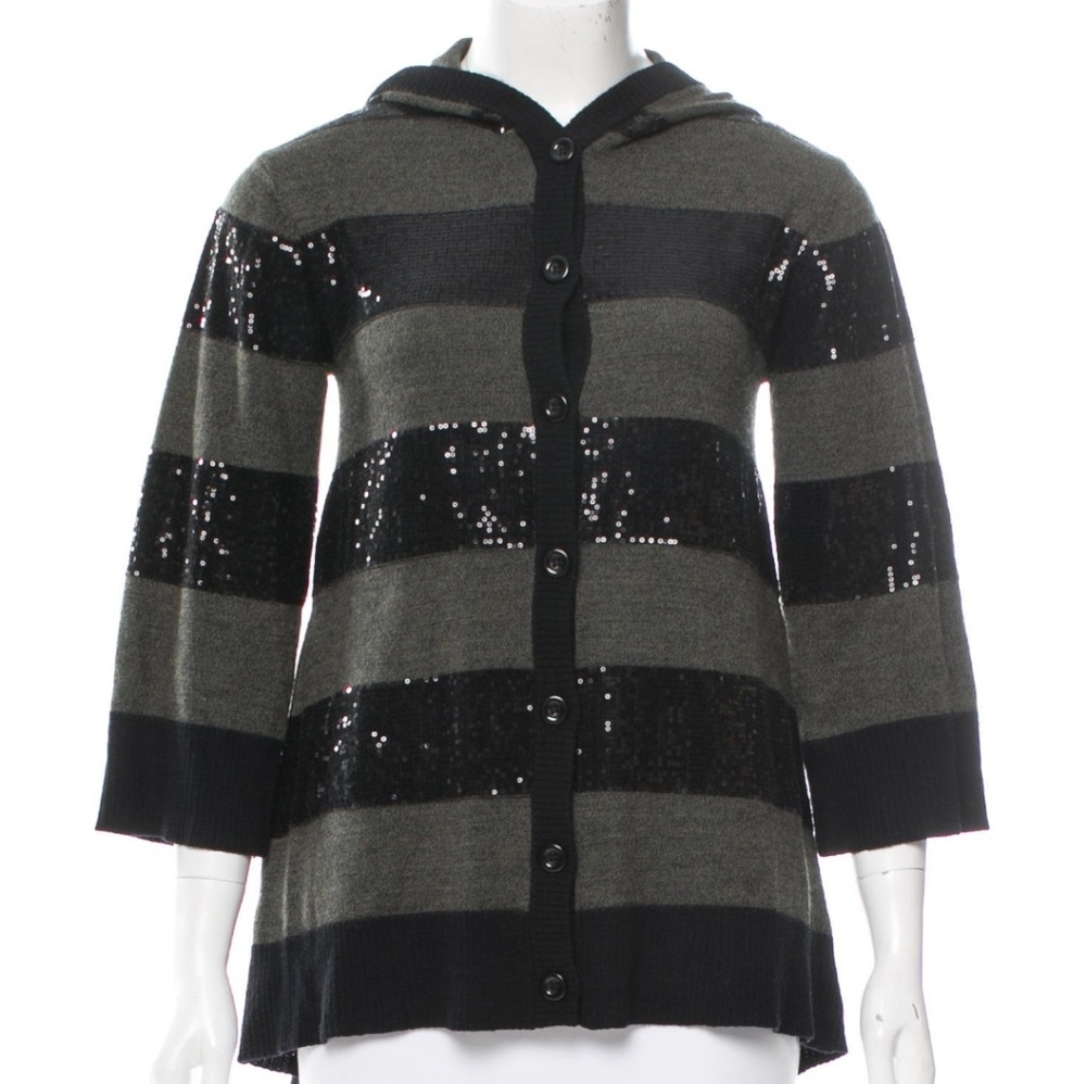 Alice + Olivia 💕 Wool Sequined Cardigan w/ Hood