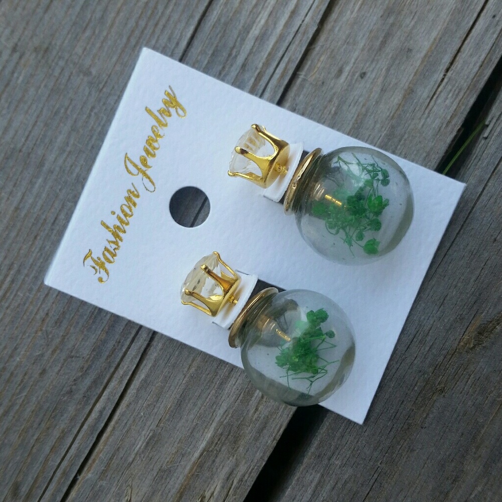 Bubble earrings w/flowers