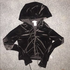 Long sleeve hooded rave crop top