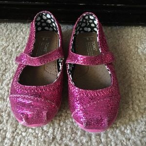 Hot pink toddler girl glitter Toms