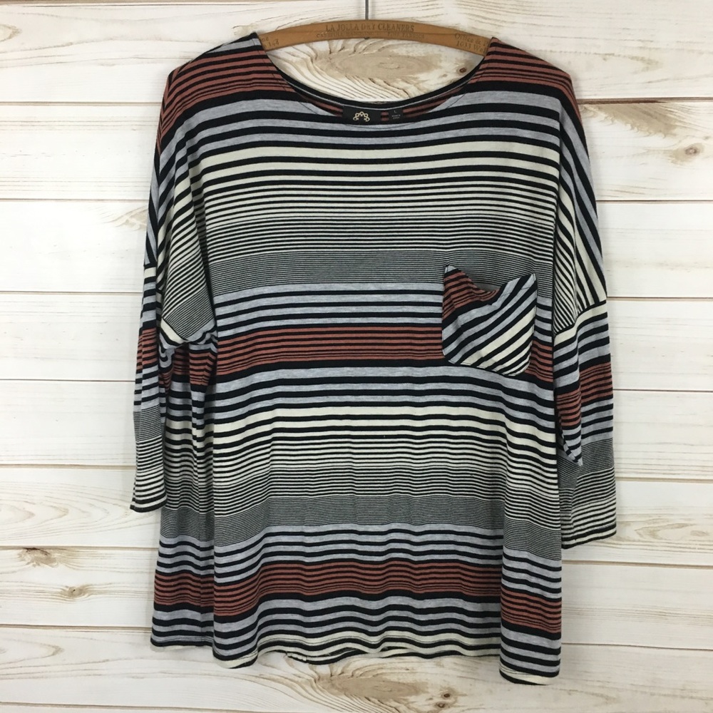 Amber Sun Stripe Dolman Shirt Large
