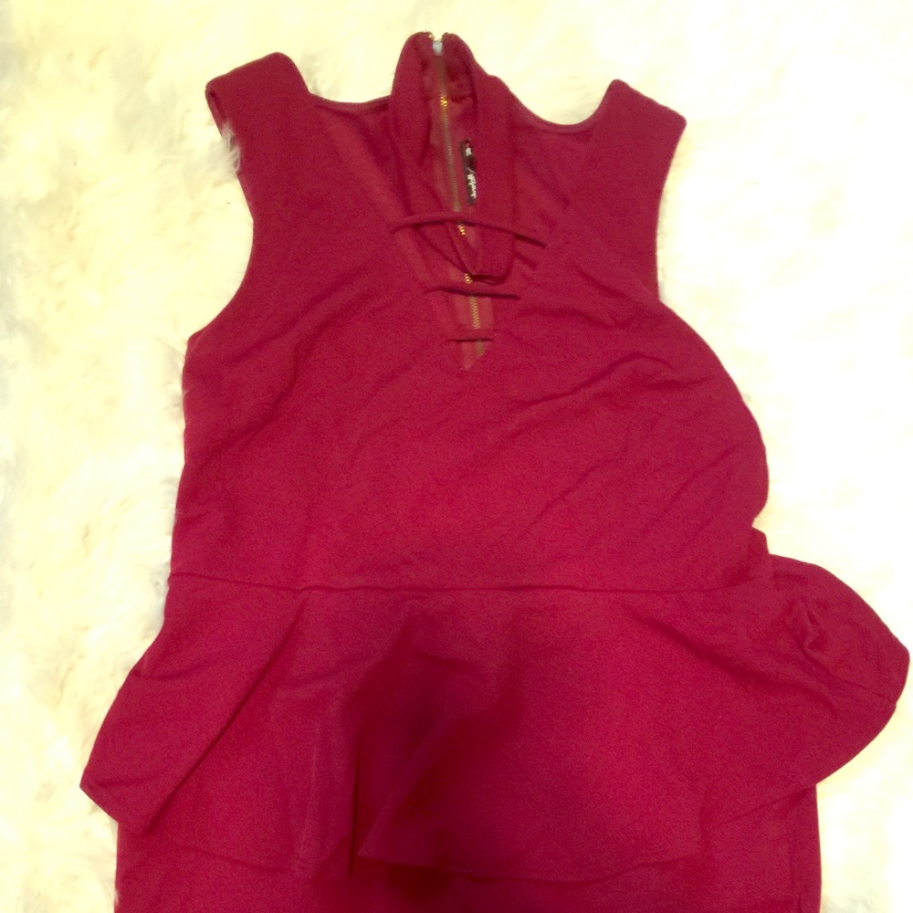 Burgundy Peplum Dress