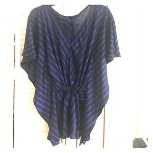 Ralph Lauren silk chevron stripe drawstring shirt