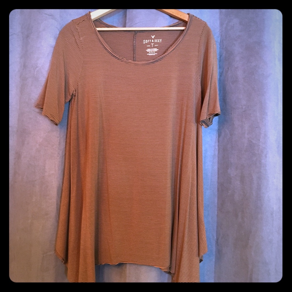 A&E Soft & Sexy Raw-hemmed draping t-shirt