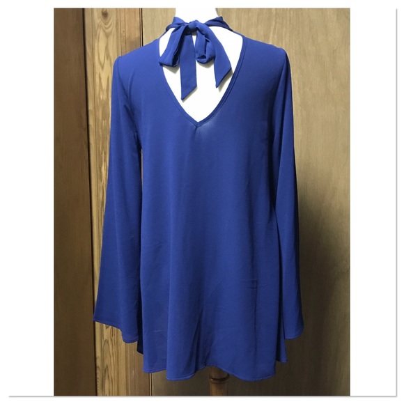 LAST ONE! Navy Choker Bell Sleeve Top - Picture 5 of 5