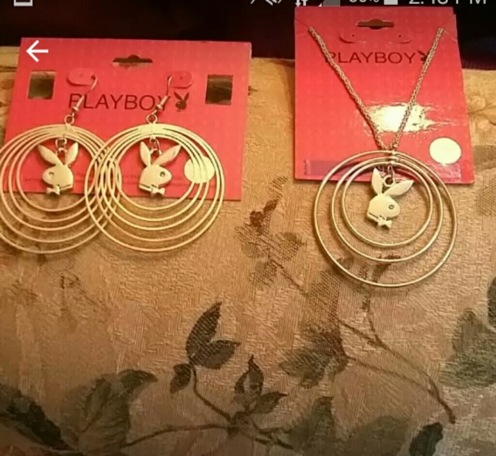 Playboy earrings and necklace set