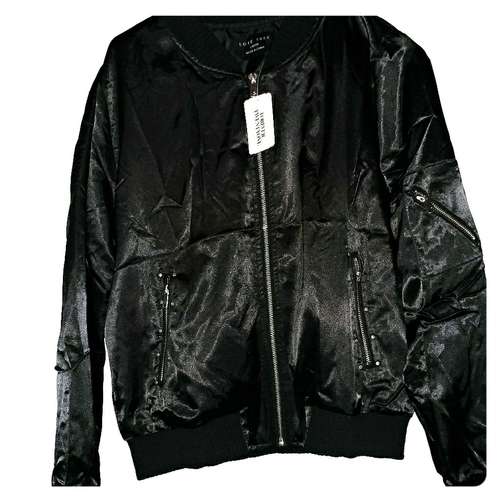 Forever 21 Studded Black Bomber Jacket